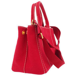 Prada Tote handles Canapa 2way top handbag Red canvas